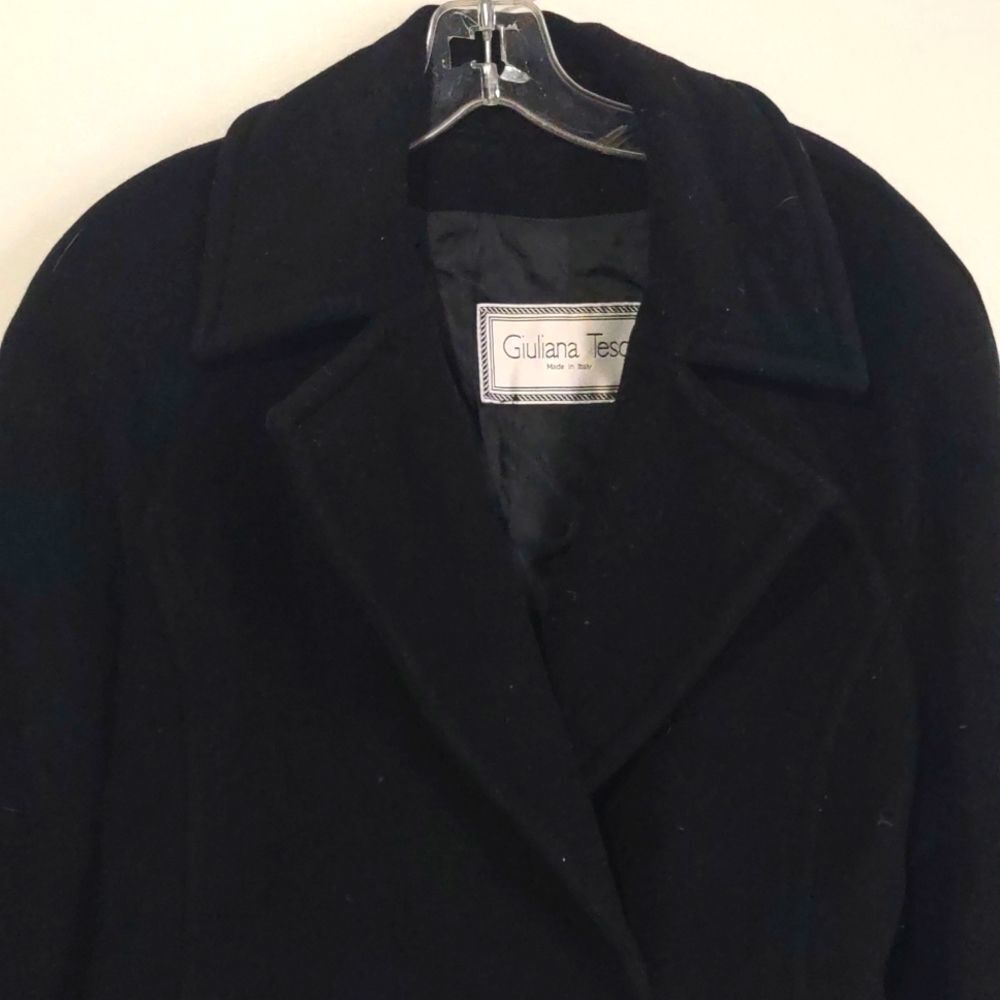 Elegant Black Pea Coat for Women - Picture 2 of 10